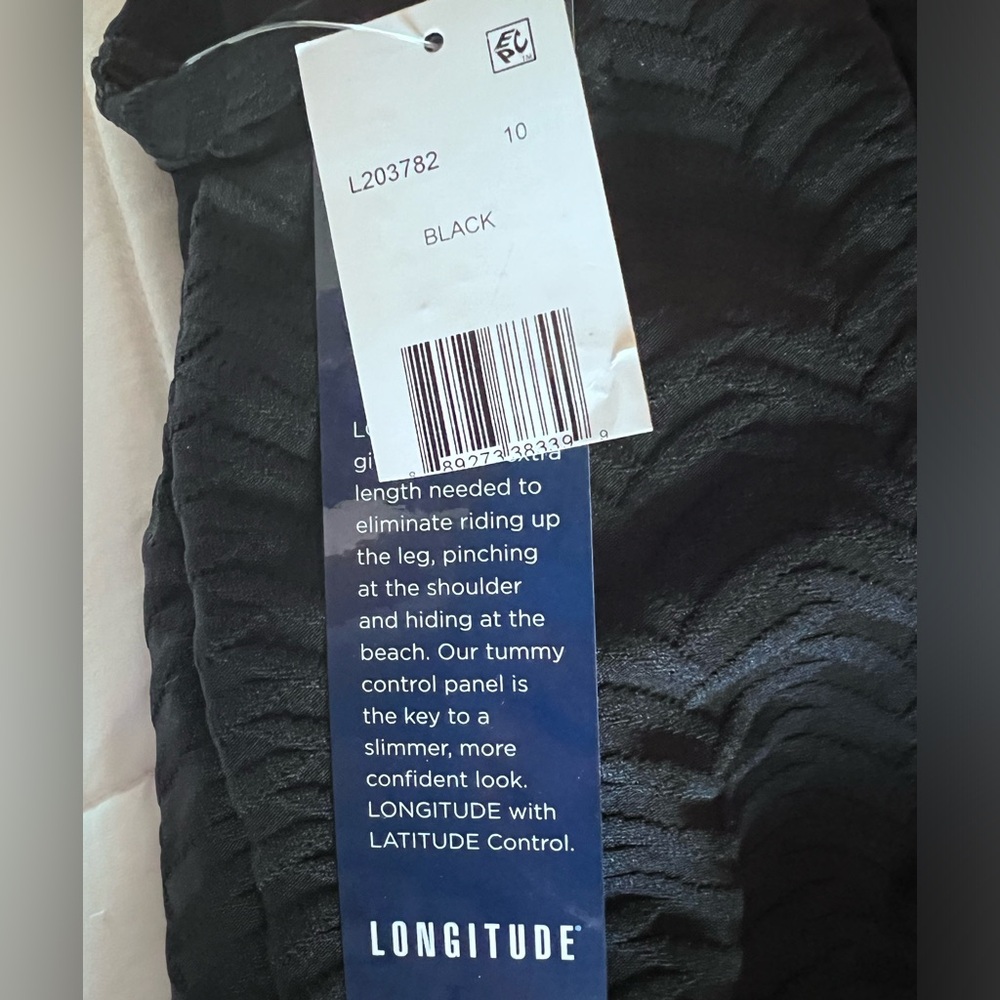Longitude Half Moon Mesh Torso Tummy Control Swimsuit Size 10 Black NWT - Picture 6 of 7